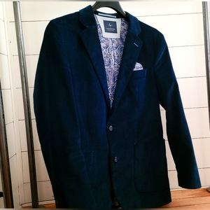 Men's Tailorbyrd Navy Blue Corduroy Sport Coat - 38L